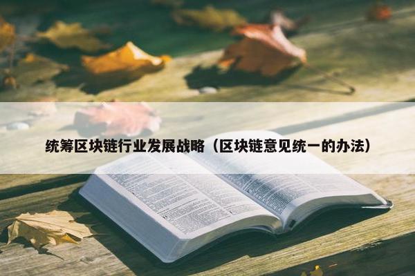 统筹区块链行业发展战略(区块链意见统一的办法) 统筹区块链行业发展战略(区块链意见统一的办法)