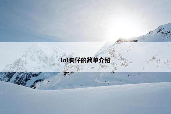 lol狗仔的简单介绍