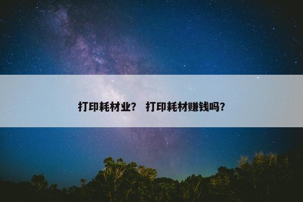 打印耗材业? 打印耗材赚钱吗? 打印耗材业? 打印耗材赚钱吗?
