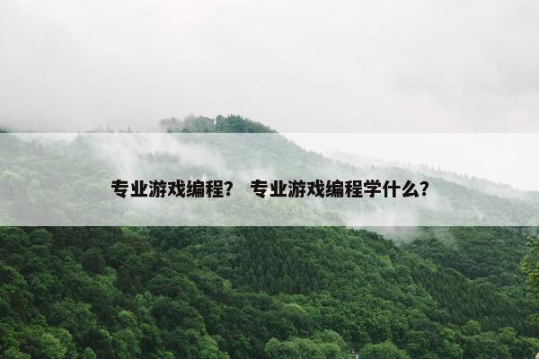 专业游戏编程？ 专业游戏编程学什么？