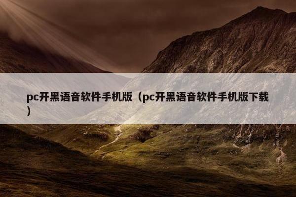 pc开黑语音软件手机版（pc开黑语音软件手机版下载）