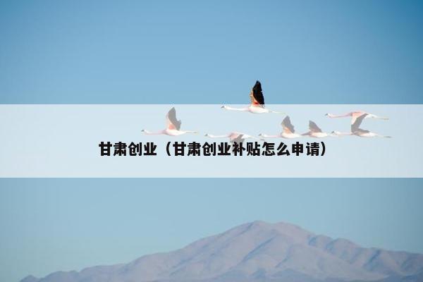 甘肃创业（甘肃创业补贴怎么申请）