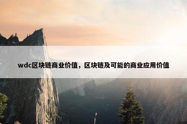 wdc区块链商业价值，区块链及可能的商业应用价值
