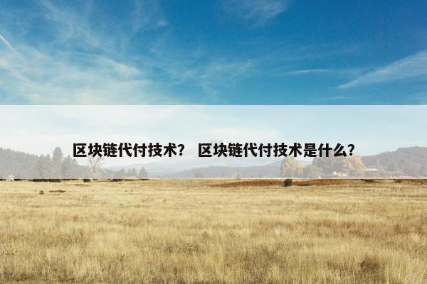 区块链代付技术? 区块链代付技术是什么? 区块链代付技术? 区块链代付技术是什么?