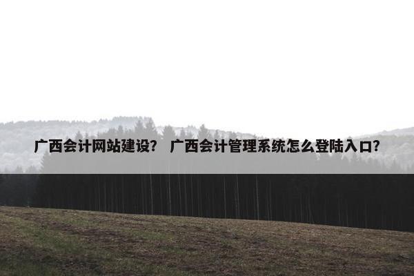 广西会计网站建设？ 广西会计管理系统怎么登陆入口？