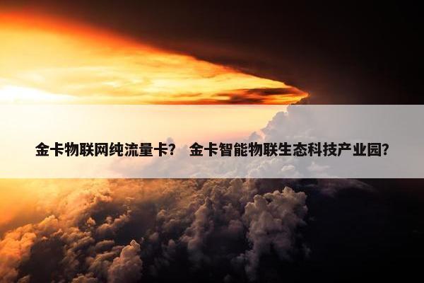 金卡物联网纯流量卡？ 金卡智能物联生态科技产业园？