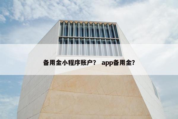 备用金小程序账户？ app备用金？
