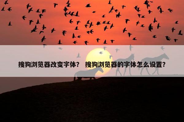 搜狗浏览器改变字体？ 搜狗浏览器的字体怎么设置？