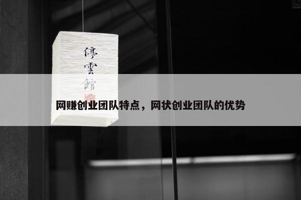 网赚创业团队特点，网状创业团队的优势