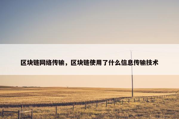 区块链网络传输，区块链使用了什么信息传输技术