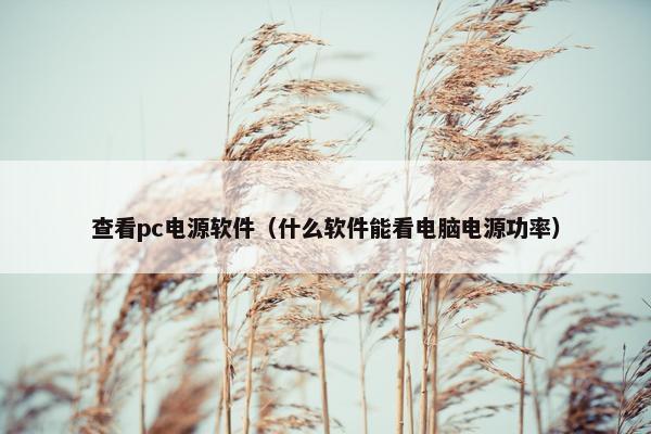 查看pc电源软件（什么软件能看电脑电源功率）