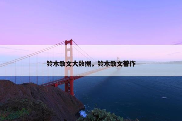 铃木敏文大数据，铃木敏文著作