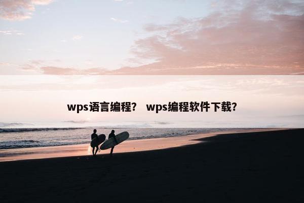 wps语言编程？ wps编程软件下载？