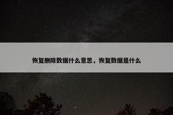 恢复删除数据什么意思，恢复数据是什么