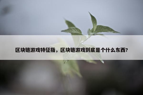 区块链游戏特征指，区块链游戏到底是个什么东西?