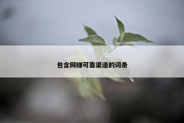 包含网赚可靠渠道的词条 包含网赚可靠渠道的词条